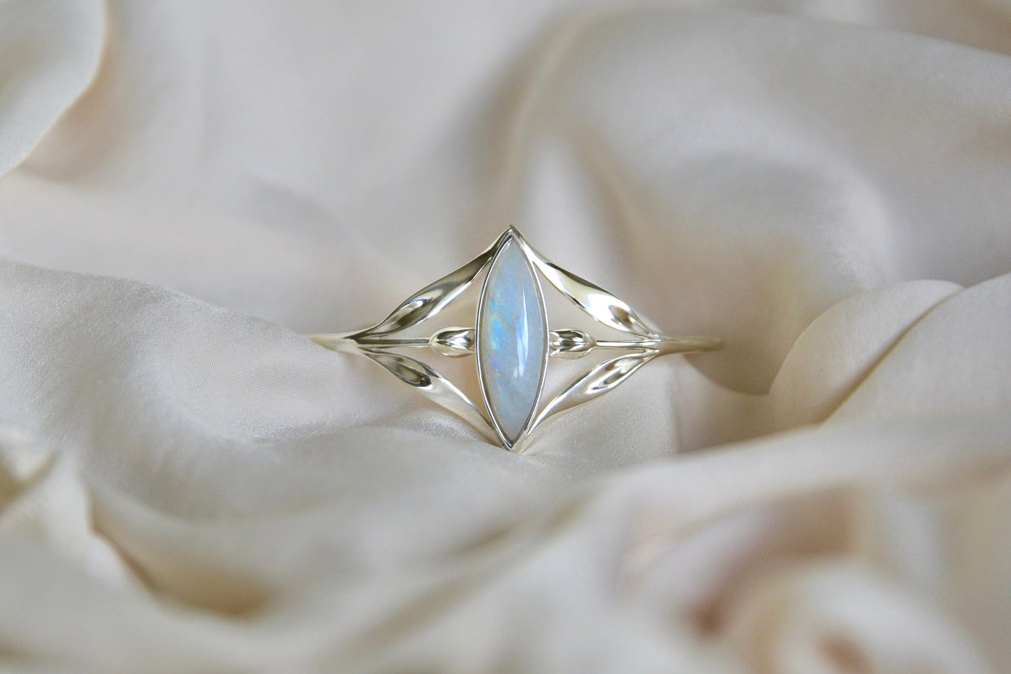 Rhea Tulip Cuff - Rainbow Moonstone