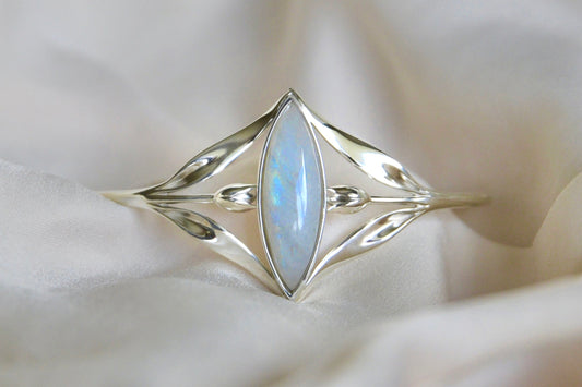 Rhea Tulip Cuff - Rainbow Moonstone