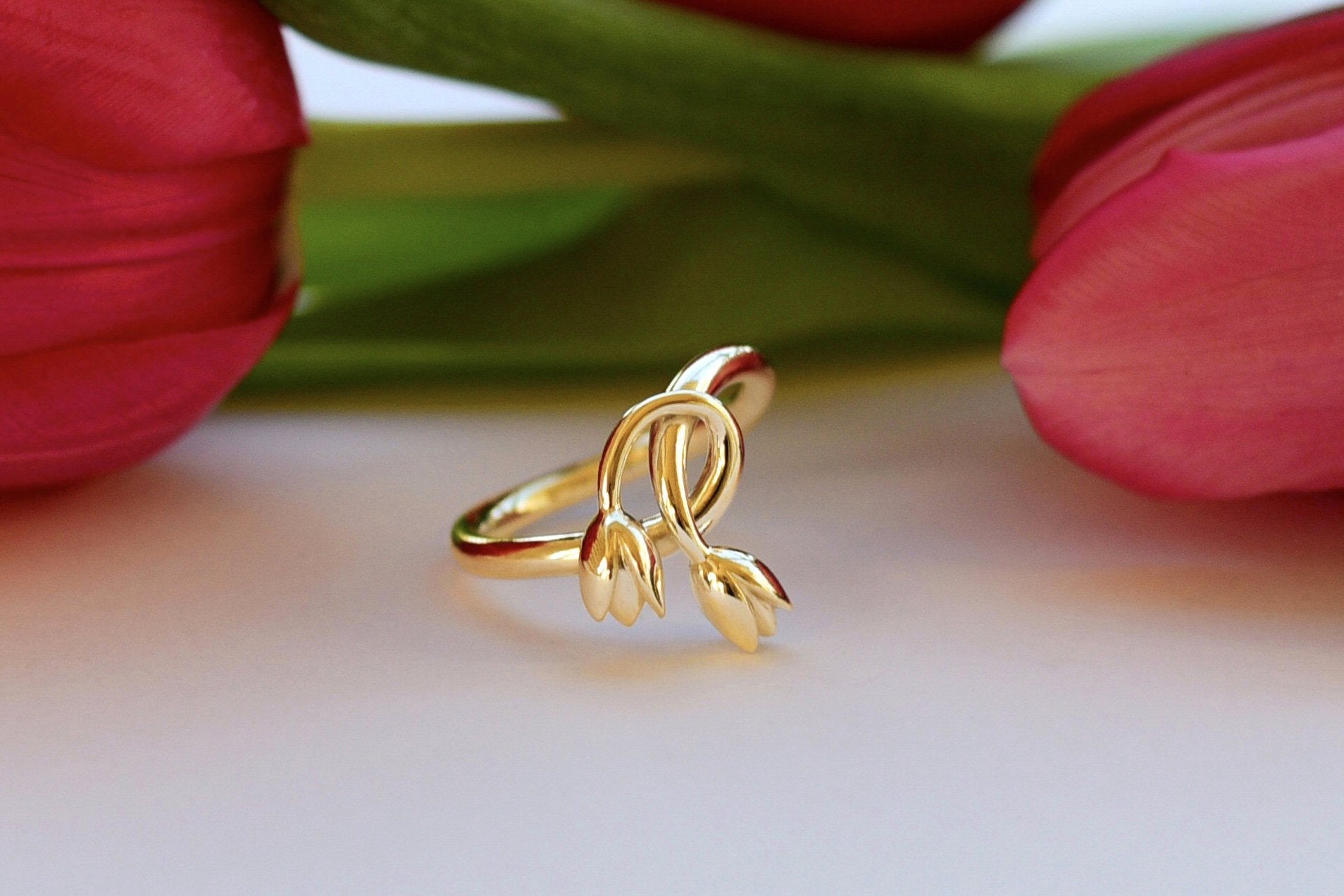 Gold tulip clearance ring