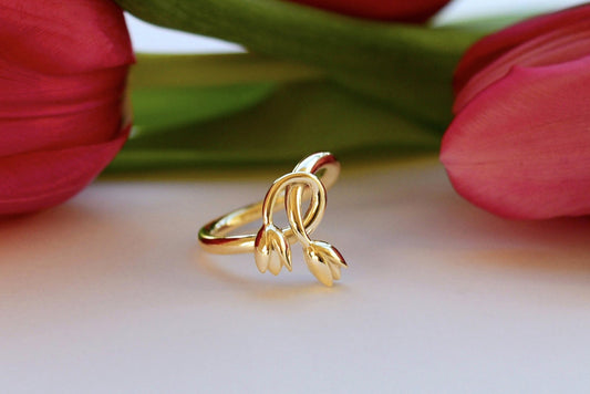 Amor Tulip Ring - 9k Gold